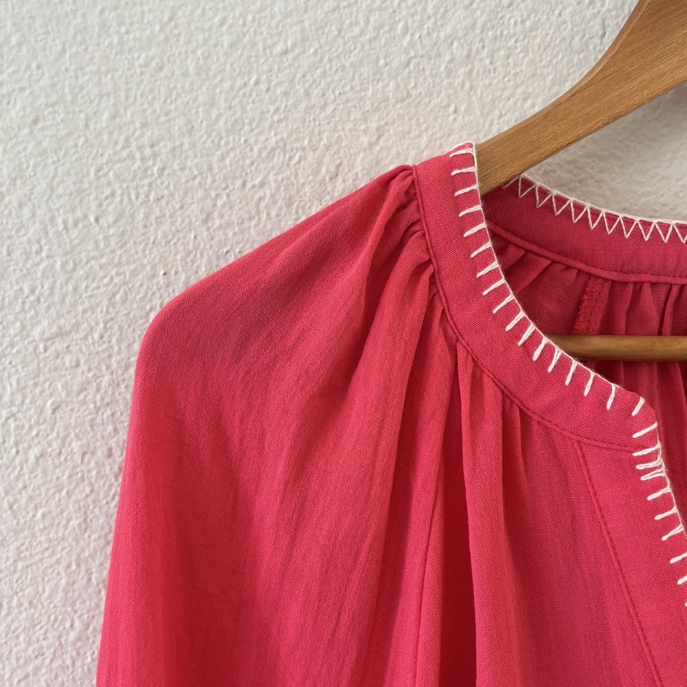 Calypso St. Barth Embroidered Tunic Top Womens Size 1X Pink Boho Peasant‎ Beach - Picture 2 of 8